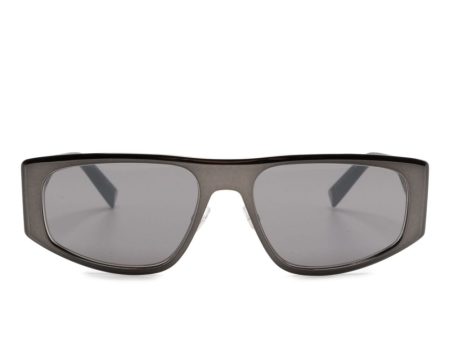 Cutout-Logo Rectangle-Frame Sunglasses For Cheap