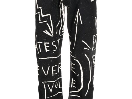 Doodle-Print Straight-Leg Trousers Discount