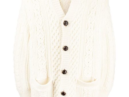 Zip-Detail Aran-Knit Cardigan For Discount