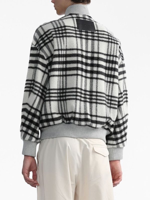 Checked Zipped Bomber Jacket Discount