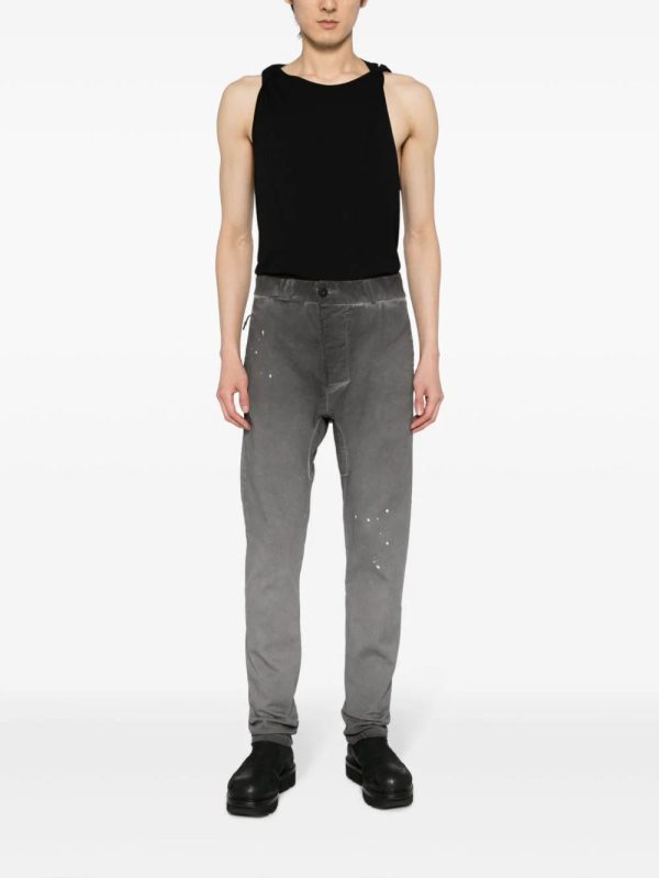 Washed Cotton Slim-Cut Trousers Online Sale