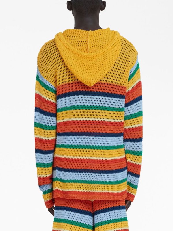 Crochet-Knit Striped Hoodie Discount