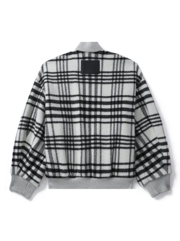 Checked Zipped Bomber Jacket Discount