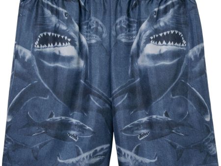 Shark-Print Silk Shorts Cheap