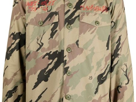 Camouflage-Print Logo-Embroidery Shirt Online Hot Sale