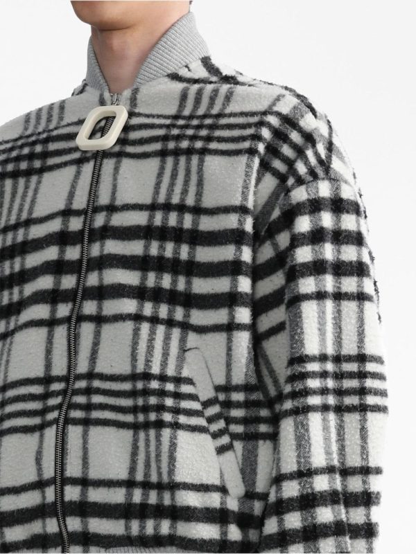 Checked Zipped Bomber Jacket Discount