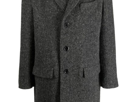 Slogan Print Wool Peacoat Supply