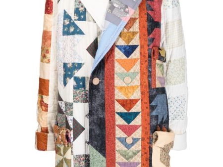 Double-Breasted Patchwork Coat Online now