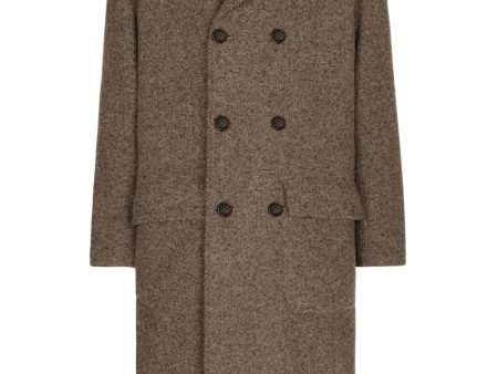 Mélange-Effect Double-Breasted Coat Cheap