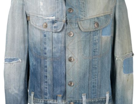 Distressed-Effect Denim Jacket For Sale