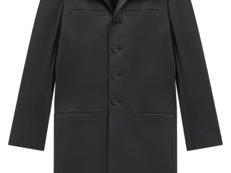 Single-Breasted Leather Coat Online