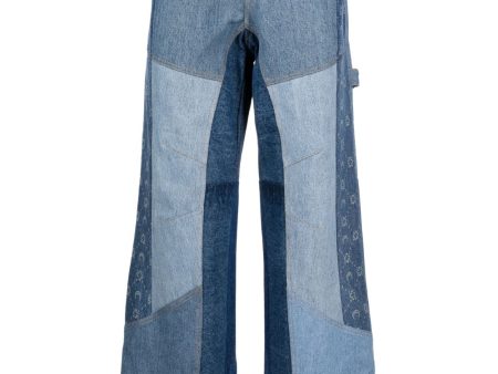 Patchwork Wide-Leg Jeans For Sale