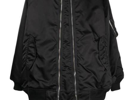 Exposed-Seam Zip-Up Bomber Jacket Fashion