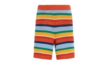 Crochet-Knit Striped Shorts Discount