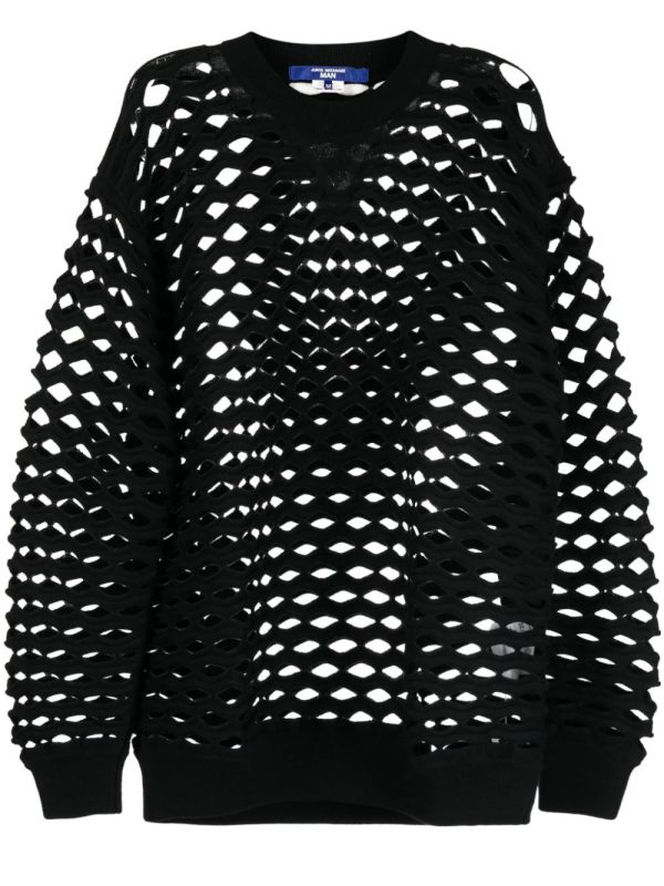 Laser Cut-Detail Crew-Neck Jumper Online Hot Sale