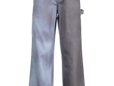 Two-Tone Straight Denim Trousers Online Hot Sale