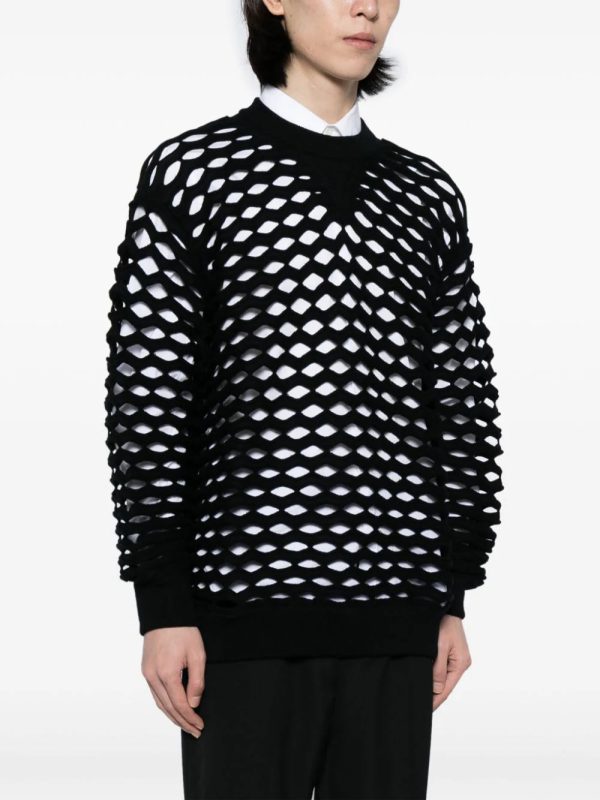 Laser Cut-Detail Crew-Neck Jumper Online Hot Sale