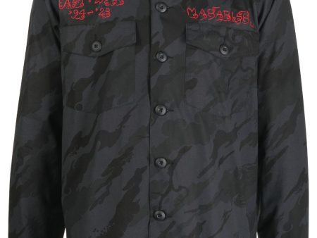 Camouflage-Print Logo-Embroidery Shirt Supply