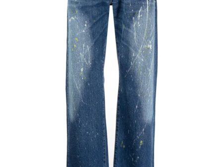 Paint-Splatter Straight-Leg Jeans on Sale