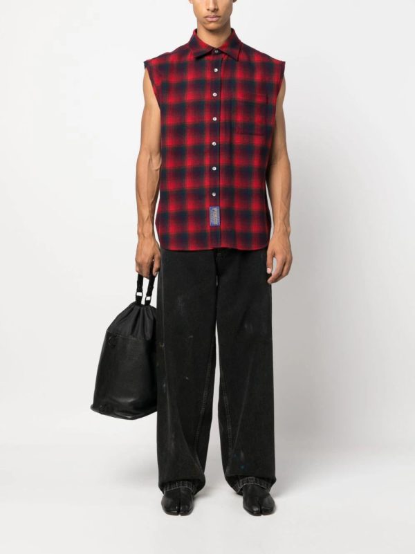 Pendleton Plaid Check-Print Sleeveless Shirt Fashion