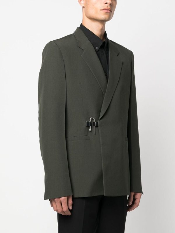 U-Lock Buckle Wool Blazer For Discount