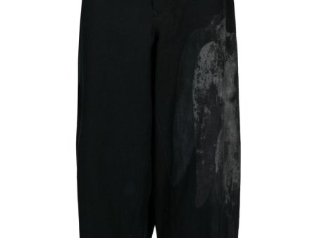 Graphic-Print Drop-Crotch Trousers Cheap