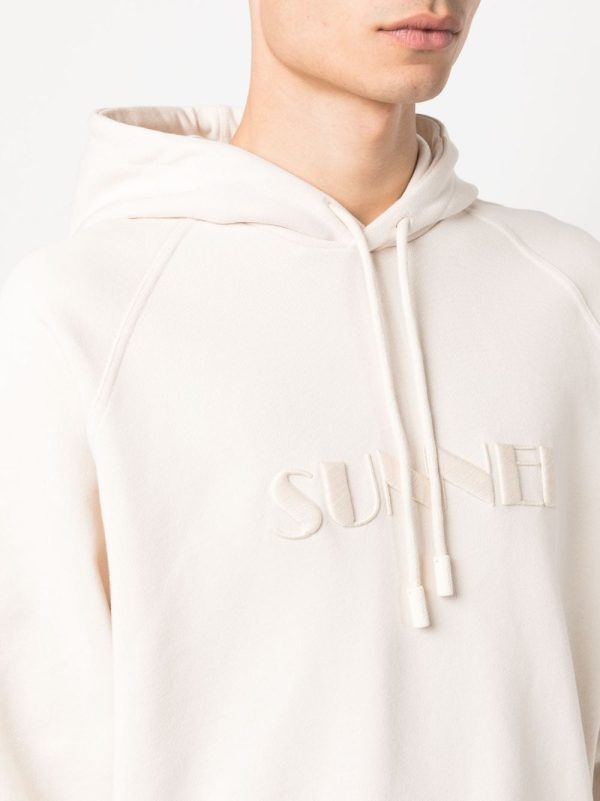 Embroidered-Logo Cotton Hoodie For Cheap